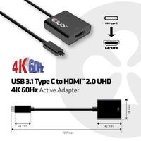 club3D CAC-2504 USB Adapter [1x USB 3.2 Gen 2 stekker C (USB 3.1) - 1x HDMI-bus] Zwart - thumbnail