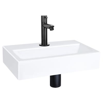 Fonteinset Differnz Flat Keramiek 38x24x7 cm Wit Met Rechte Kraan Mat Zwart Fonteinset Differnz Flat Keramiek 38x24x7 cm Wit Met Rechte Kraan Mat Zwart