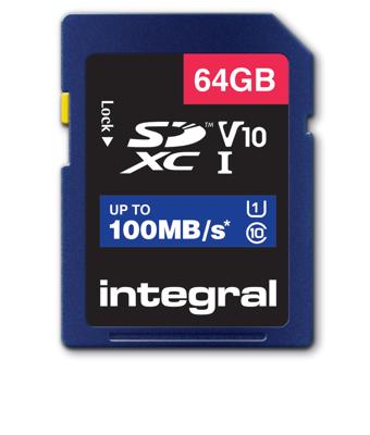 Integral INSDX64G-100V10 flashgeheugen 64 GB SD UHS-I Integral INSDX64G-100V10 flashgeheugen 64 GB SD UHS-I