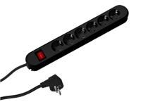 SMART stekkerdoos 6x veiligheidscontact, schakelaar, zwart, 3,0 m