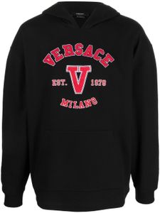 Versace hoodie en coton à patch logo - Noir