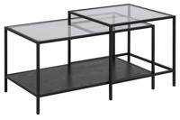 Salontafel Bronx Glas Zwart Set van 2 - Giga Living - thumbnail