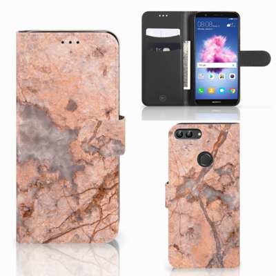Huawei P Smart Bookcase Marmer Oranje