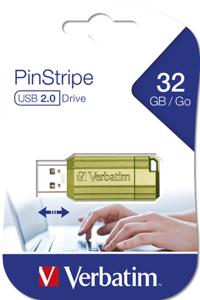 Verbatim USB DRIVE 2.0 PINSTRIPE USB-stick 32 GB Eucalyptus, Groen 49958 USB 2.0