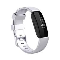 By Qubix - Compatible met Fitbit Inspire 2 & Ace 3 - Sportbandje met gesp - Maat: Large - Zilver - Compatible fitbit bandje