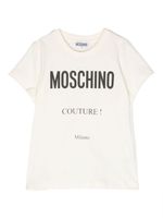 Moschino Kids logo-print cotton T-shirt - Tons neutres