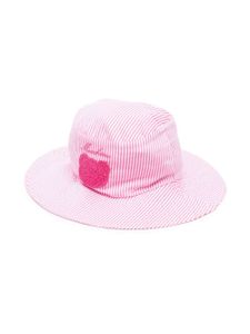 Moschino Kids chapeau en coton à rayures - Rose