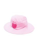 Moschino Kids chapeau en coton à rayures - Rose - thumbnail