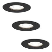 Set van 3 Bari LED inbouwspots - 5 Watt 400 lumen - 6000K daglicht wit - GU10 - Dimbaar - Rond - IP65 waterdicht - Zwart - Voor binnen, buiten en badkamer