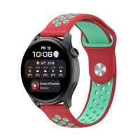 By Qubix - Compatible met Garmin Forerunner 255 - Sport Edition - Rood + mintgroen - Compatible Garmin bandje - Bandbreedte: 22mm