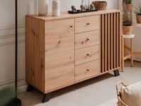 Dressoir MEDINA 2 deuren 4 lades artisan eik/antraciet - thumbnail