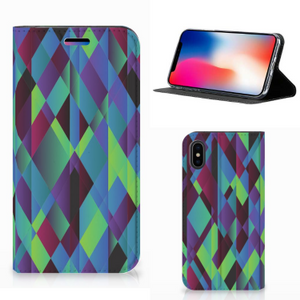 Apple iPhone X | Xs Stand Case Abstract Green Blue