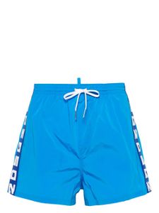 DSQUARED2 short de bain élastiqué à brides logo - Bleu