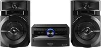 Panasonic Mini-systeem, 300 W, 2-weg luidspreker, woofer: 13 cm, CD-speler, CD-R/R W, Bluetooth, USB, 30 FM/15AM RDS, AUX, audiokwaliteit, blauwe verlichting, zwart FM/AM RDS-radio blauw