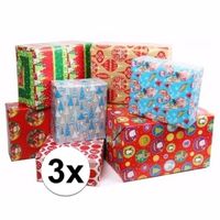 3x Kerstmis kadopapier/inpakpapier 200 x 70 cm   -