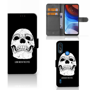 Telefoonhoesje met Naam Motorola Moto E7i Power | E7 Power Skull Eyes