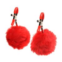 XR Brands Charmed Pom Pom - Nipple Clamps - Red - thumbnail