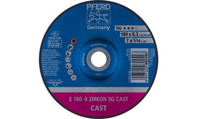 PFERD 62217747 E 180-8 ZIRKON SG CAST Afbraamschijf gebogen Diameter 180 mm Boordiameter 22.23 mm Grijs/grauw sferoïdisch gietijzer, Giethuid 10 stuk(s)
