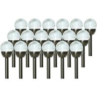 18x Buiten LED RVS bollen stekers Navi solar verlichting 24 cm colour changing