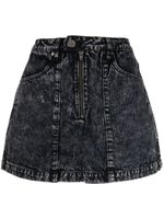 izzue short zippé en jean à patch logo - Noir