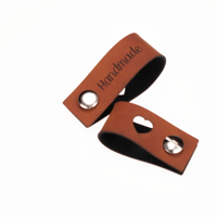 Leren Vouw Label 'Handmade' en 'hartje' uitgestanst 2x12cm