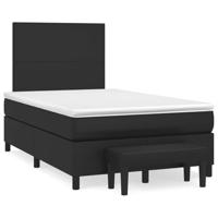 vidaXL Boxspring met matras kunstleer zwart 120x190 cm, pocketveringbed, slaapmeubel, boxspring bed, bed, boxspringbed, eenpersoonsbed, bed met matras
