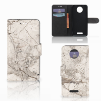 Motorola Moto C Plus Bookcase Marmer Beige