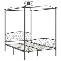 vidaXL Hemelbedframe Hemelbed Bed Bedframe Ledikant Slapen Slaapmeubel Slaapkamermeubel Meubel Bedden Slaapbed Metaal Grijs 140x200 cm