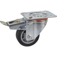 Zwenkwiel 80 mm TPE met vergrendeling - transportwiel 50 kg - wiel met PP-velg, verzinkt staal