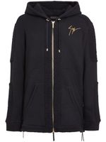 Giuseppe Zanotti hoodie zippé à détails lainés - Noir