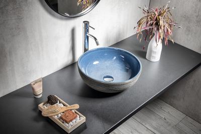 Sapho Priori keramische ronde waskom 41cm blauw/grijs Sapho Priori keramische ronde waskom 41cm blauw/grijs