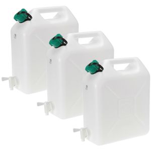 Jerrycan voor water - 3x - 10 liter - Kunststof - met kraantje en dop