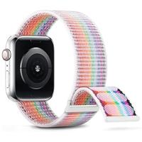 By Qubix - Nylon sport loop band - Multicolor - Extra sterke klittenbandsluiting - Compatible met Apple Watch 38mm / 40mm / 41mm / 42mm - Compatible