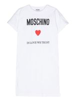 Moschino Kids robe en coton à logo brodé - Blanc