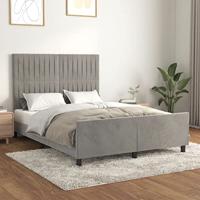 vidaXL Bedframe met hoofdeinde fluweel lichtgrijs 140x200 cm