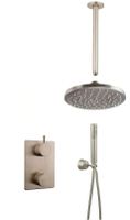 Mueller Round inbouw regendouche met plafond arm en hoofddouche 30cm RVS look