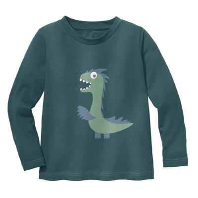 Shirt met lange mouw van bio-katoen en elastaan, oceaanblauw 134/140