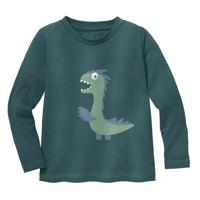 Shirt met lange mouw van bio-katoen en elastaan, oceaanblauw 134/140