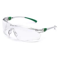 Veiligheidsbril UP EN 166,EN 170 beugel wit groen, glazen helder PC UNIVET 506u.03.00.00