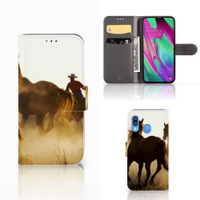 Samsung Galaxy A40 Telefoonhoesje met Pasjes Design Cowboy - thumbnail