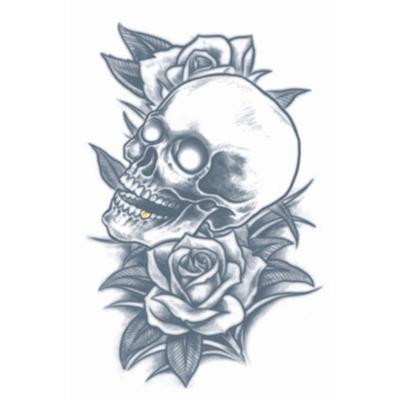 Carnaval verkleed nep tattoo - gangster skull en rozen - getatoeerde armen - volwassenen