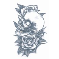 Carnaval verkleed nep tattoo - gangster skull en rozen - getatoeerde armen - volwassenen