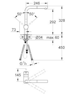 Grohe Minta keukenkraan met uittrekbare handdouche dualspray chroom