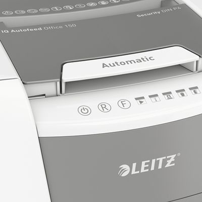 Leitz IQ Autofeed Office 150 Papierversnipperaar 150 vellen Cross cut P-4 44 l Ook geschikt voor Paperclips, Nietjes, Creditcards