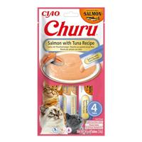 INABA Churu Puree Kattenlekkernijen, creamy snacks, hoogwaardige eiwitten met zalm en tonijn, 56 g (1 stuk), kattensnacks in premium kwaliteit
