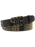 Philipp Plein ceinture en cuir à détails de clous - Noir