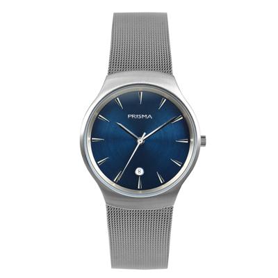 Prisma P.2081 Horloge Iconic Design recycled staal zilverkleurig-blauw 36 mm Prisma P.2081 Horloge Iconic Design recycled staal zilverkleurig-blauw 36 mm