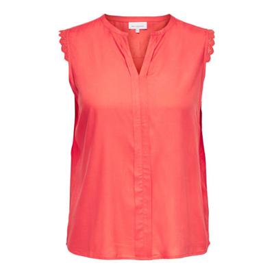 ONLY CARMAKOMA top CARMUMI met kant koraalrood