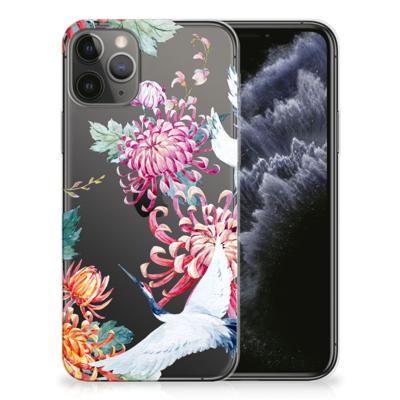 Apple iPhone 11 Pro TPU Hoesje Bird Flowers Apple iPhone 11 Pro TPU Hoesje Bird Flowers