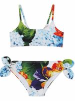 Dolce & Gabbana Kids bikini à fleurs - Bleu